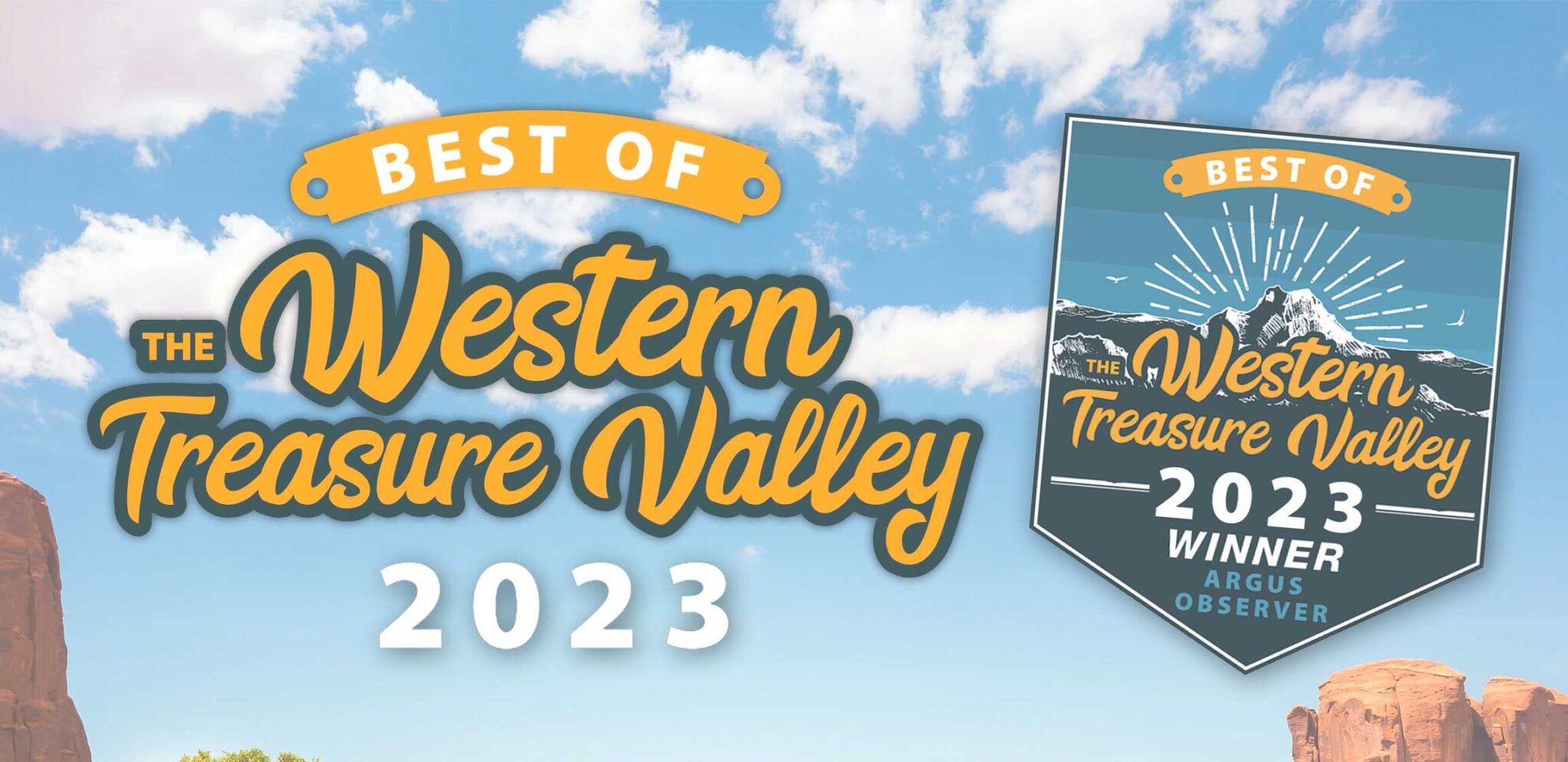 Image showing a 'Best of The Western Treasure Valley 2023' logo with a mountain scene in the background