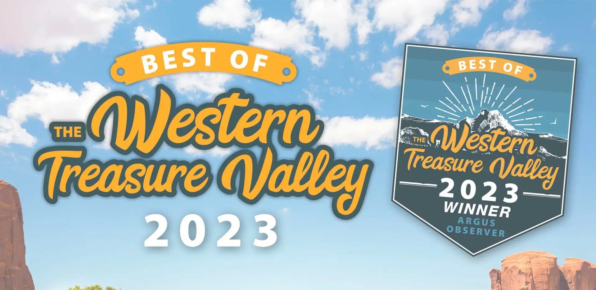 Image showing a 'Best of The Western Treasure Valley 2023' logo with a mountain scene in the background