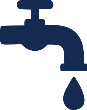 A simple black silhouette of a faucet