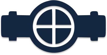 A logo featuring a navy blue shape with a white cross inside, likely representing a plumbing or drain service company.