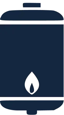 A simple black silhouette of a propane or gas canister